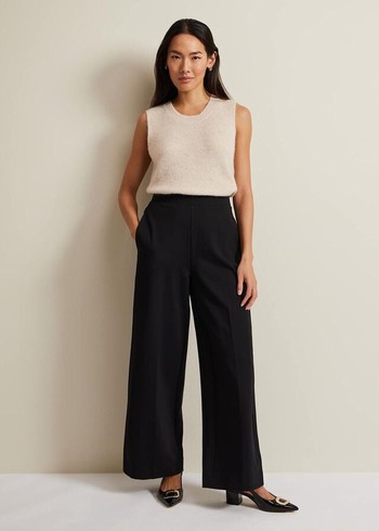 Phase Eight Mila Ponte Wide Legs Trousers Black Australia | NC8139524